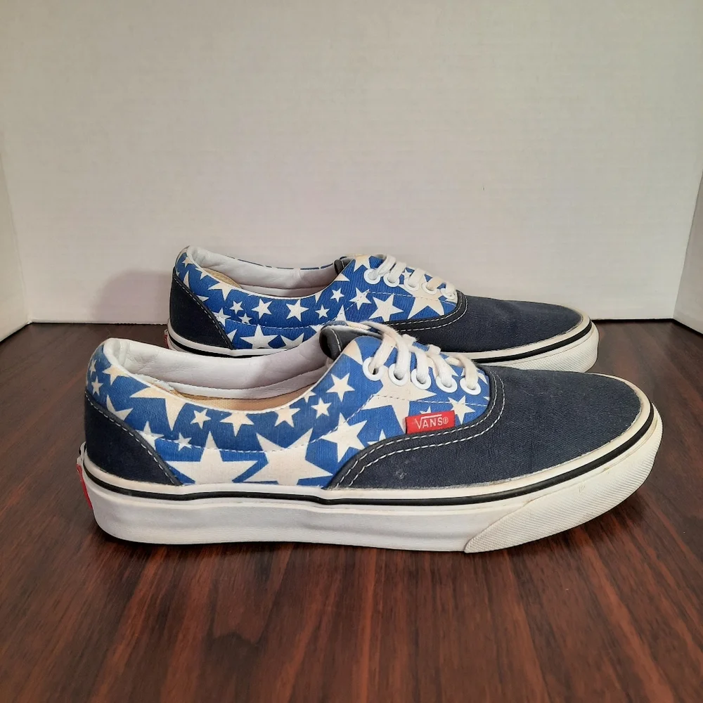 Vans ERA STARS Patriotic Womens 8 Mens 6.5 Shoes American Flag Red White Blue